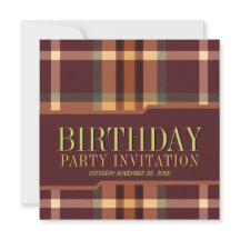 Earthy Tartan Plaids Verjaardagsfeestje Uitnodigin