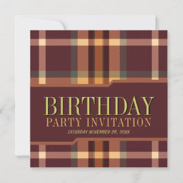 Earthy Tartan Plaids Verjaardagsfeestje Uitnodigin Kaart
