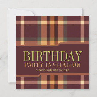 Earthy Tartan Plaids Verjaardagsfeestje Uitnodigin Kaart