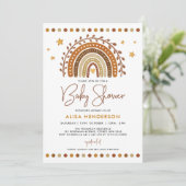 Earthy Terracotta Boho Rainbow Neutral Baby shower Kaart (Staand voorkant)
