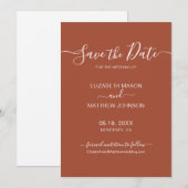 Earthy Terracotta Script Minimalist Wedding Save The Date (Voorkant / Achterkant)