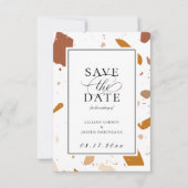 Earthy Terrazzo Pattern Save the Date Aankondiging (Voorkant)