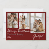 Earthy Three Photo Collage Year Kerstvakantie Feestdagenkaart (Voorkant)