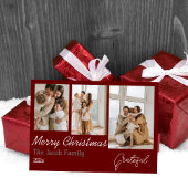 Earthy Three Photo Collage Year Kerstvakantie Feestdagenkaart