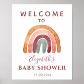 Earthy Tone Boho Rainbow Baby shower Welkom Poster (Voorkant)
