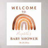Earthy Tone Boho Rainbow Baby shower Welkom Poster (Voorkant)