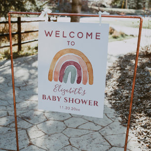 Earthy Tone Boho Rainbow Baby shower Welkom Poster