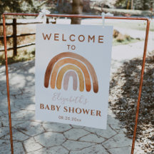 Earthy Tone Boho Rainbow Baby shower Welkom