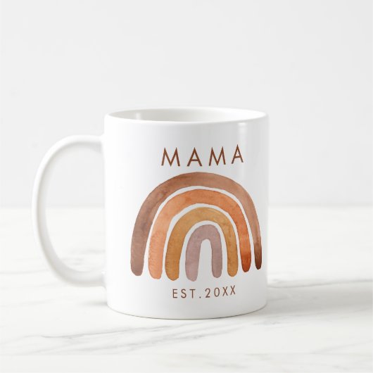 Earthy Tone Boho Rainbow Mam Coffee Mok (Links)