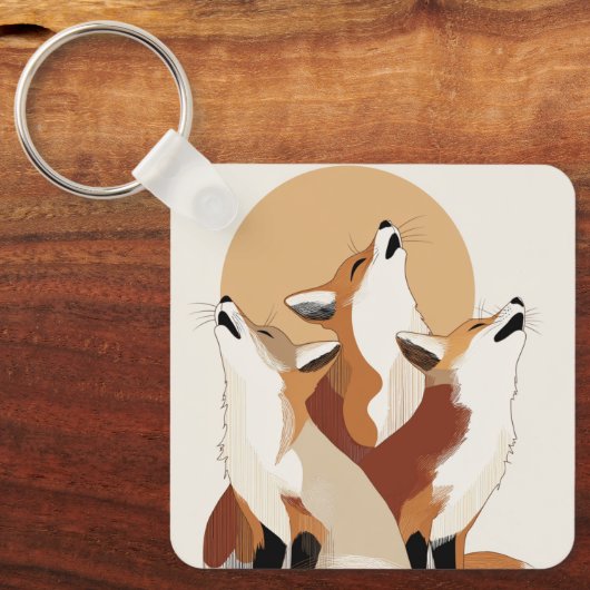 Earthy Tone Fox Pack Aesthetic Keychain (Voorkant)