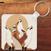 Earthy Tone Fox Pack Aesthetic Keychain (Achterkant)