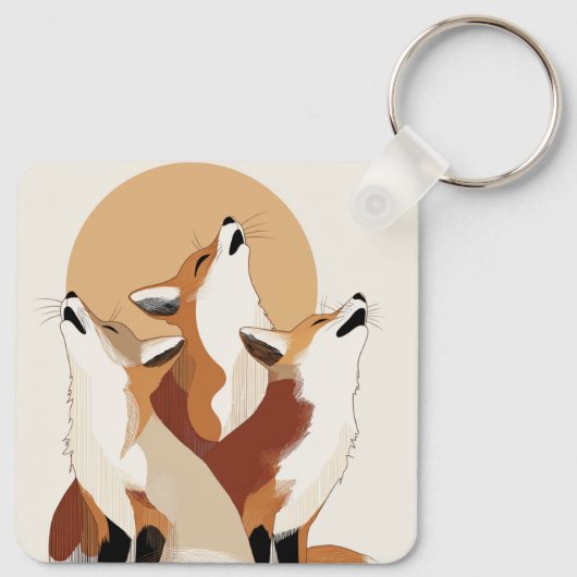 Earthy Tone Fox Pack Aesthetic Keychain (Achterkant)