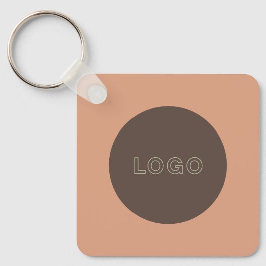 Earthy Tone Logo QR Code Double Sided Keychain (Voorkant)