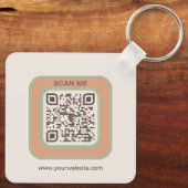 Earthy Tone Logo QR Code Double Sided Keychain (Achterkant)