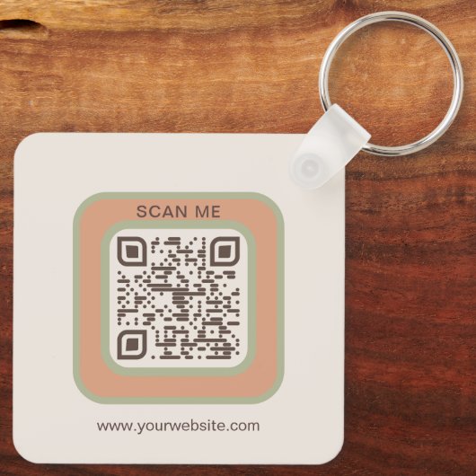 Earthy Tone Logo QR Code Double Sided Keychain (Achterkant)