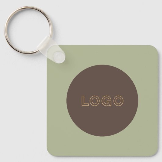 Earthy Tone Logo QR Code Double Sided Keychain (Voorkant)