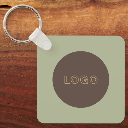 Earthy Tone Logo QR Code Double Sided Keychain (Voorkant)
