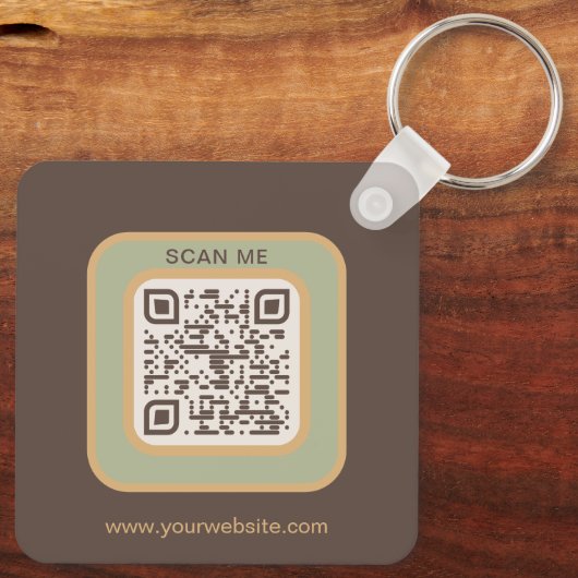 Earthy Tone Logo QR Code Double Sided Keychain (Achterkant)