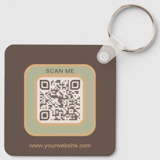 Earthy Tone Logo QR Code Double Sided Keychain