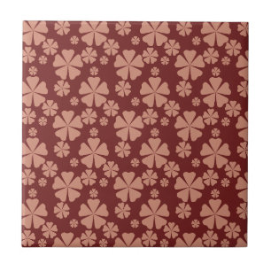 Earthy Tone Muted Bruin Bloemen Abstract Tegeltje