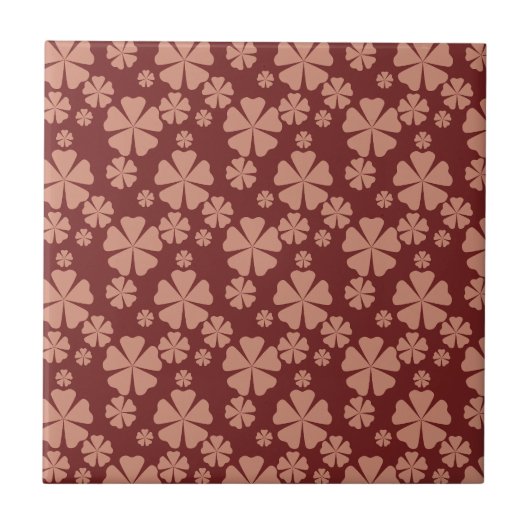 Earthy Tone Muted Bruin Bloemen Abstract Tegeltje (Voorkant)