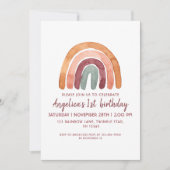 Earthy Tone Regenboog 1e verjaardag Meisje Kaart (Voorkant)