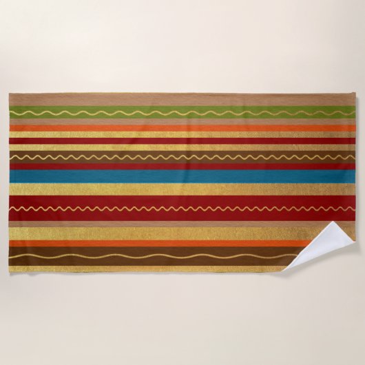 Earthy Tone Stripes Strandlaken (Voorkant)