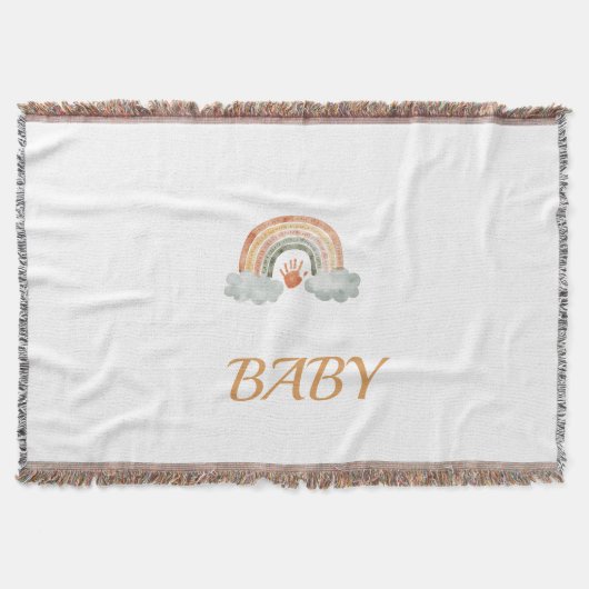 Earthy Tone Watercolor Boho Rainbow "Baby"  Deken (Voorkant)