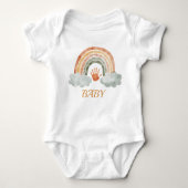 Earthy Tone Watercolor Boho Rainbow "Baby"  Romper (Voorkant)