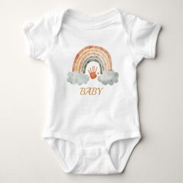 Earthy Tone Watercolor Boho Rainbow "Baby" Romper