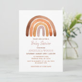 Earthy Tone Waterverf Boho Rainbow Baby shower Kaart (Staand voorkant)