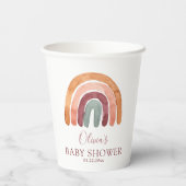 Earthy Tone Waterverf Boho Rainbow Baby shower  Papieren Bekers (Achterkant)