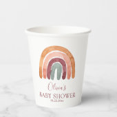 Earthy Tone Waterverf Boho Rainbow Baby shower  Papieren Bekers (Voorkant)