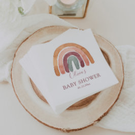 Earthy Tone Waterverf Boho Rainbow Baby shower Servet