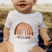 Earthy Tone Waterverf Boho Rainbow Name Romper