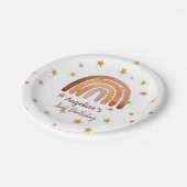 Earthy Tone Waterverf Rainbow First Birthday Papieren Bordje (Gekanteld)