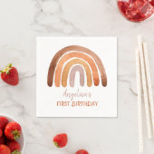Earthy Tone Waterverf Rainbow First Birthday Servet (Insitu)