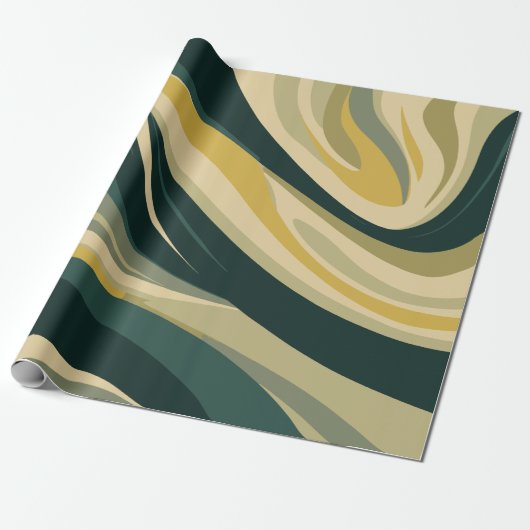 Earthy Tones Abstract Swirl Design Cadeaupapier (Uitgerold)
