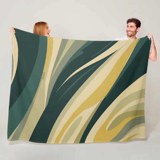 Earthy Tones Abstract Swirl Design Fleece Deken (In situ)