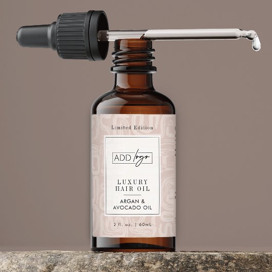 Earthy Tones Boho Pattern Logo 2OZ Dropper Bottle Etiket