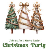 Earthy tones Christmas tree leopard print invite Kaart