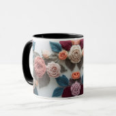 Earthy Tones Knitted Rose Combo Mug | Rustic Wool Mok (Voorkant links)