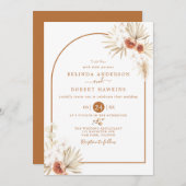  Earthy Tones Roos Boho Pampas Grass Wedding Invit Kaart (Voorkant / Achterkant)