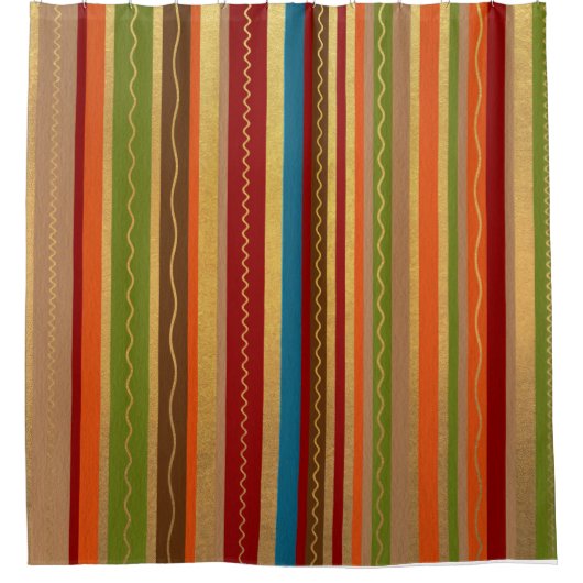 Earthy Tones Stripes Douchegordijn (Voorkant)