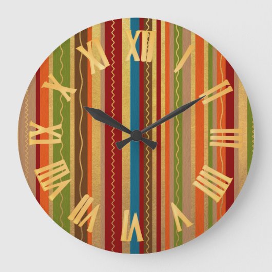 Earthy Tones Stripes Grote Klok (Voorkant)