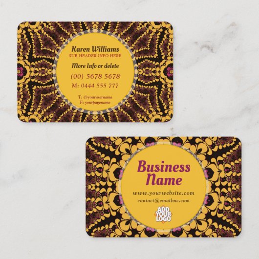 Earthy Tribal Batik Mandala Vibe Visitekaartje (Voorkant / Achterkant)