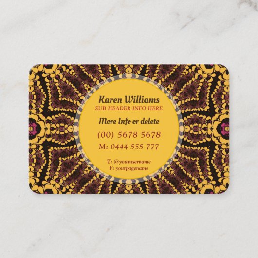 Earthy Tribal Batik Mandala Vibe Visitekaartje (Voorkant)