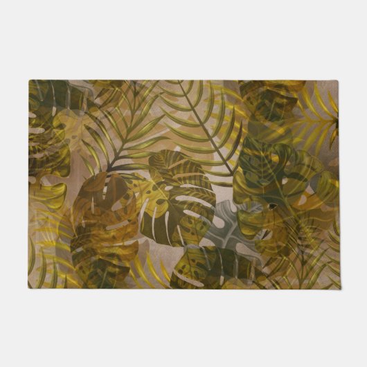 Earthy Tropical Leaves Patroon Deurmat (Voorkant)