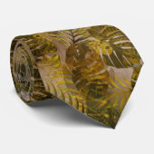 Earthy Tropical Leaves Patroon Stropdas (Opgerold)