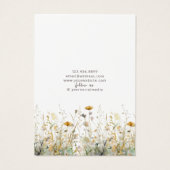 Earthy Watercolor Wildflowers Earring Display Card Visitekaartje (Achterkant)